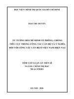 Tóm tắt tư tưởng hồ chí minh về phòng, chống tiêu cực trong công tác cán bộ và Ý nghĩa Đối với công tác cán bộ Ở việt nam hiện nay