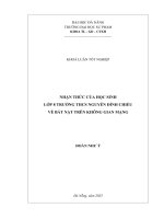 Nhận thức của học sinh lớp 8 trường thcs nguyễn Đình chiểu về bắt nạt trên không gian mạng