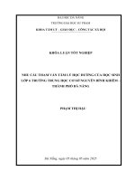 Nhu cầu tham vấn tâm lý học Đường của học sinh lớp 6 trường trung học cơ sở nguyễn bỉnh khiêm – thành phố Đà nẵng