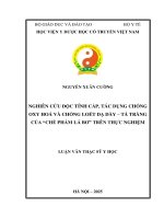 Nghiên cứu Độc tính cấp, tác dụng chống oxy hoá và chống loét dạ dày  tá tràng của chế phẩm lá bơ trên thực nghiệm