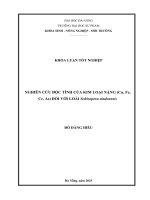 Nghiên cứu Độc tính của kim loại nặng (cu, fe, cr, as) Đối với loài schizopera sindoensis
