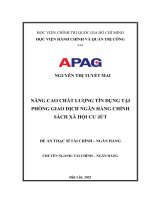 Nâng cao chất lượng tín dụng tại phòng giao dịch ngân hàng chính sách xã hội cư jút