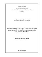 Nhu cầu tham vấn tâm lý học Đường của học sinh lớp 12 trường thpt trần văn kỷ, thành phố huế