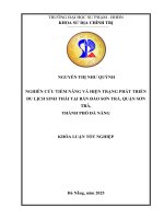 Nghiên cứu tiềm năng và hiện trạng phát triển du lịch sinh thái tại bán Đảo sơn trà, quận sơn trà, thành phố Đà nẵng