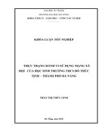 Thực trạng hành vi sử dụng mạng xã hội của học sinh trường thcs Đỗ thúc tịnh – thành phố Đà nẵng