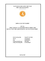 Khóa luận tốt nghiệp Quản trị kinh doanh: Giải pháp hoàn thiện quản lý dữ liệu khách hàng tại Ngân hàng BIDV