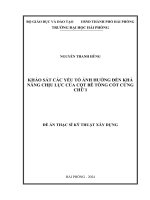 Đề án thạc sĩ Kỹ thuật xây dựng Kỹ thuật xây dựng: Khảo sát các yếu tố ảnh hưởng đến khả năng chịu lực của cột bê tông cột cứng chữ I