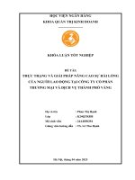 Khóa luận tốt nghiệp Quản trị kinh doanh: Thực trạng và giải pháp nâng cao sự hài lòng của người lao động tại Công ty Cổ phần Thương mại và Dịch vụ Thành phố Vàng