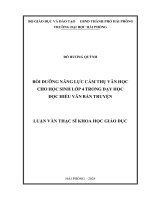 Luận văn thạc sĩ Giáo dục tiểu học: Bồi dưỡng năng lực cảm thụ văn học cho học sinh lớp 4 trong dạy học đọc hiểu văn bản truyện