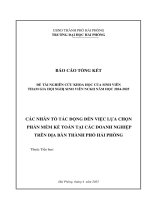 Đề tài nghiên cứu khoa học: Các nhân tố tác động đến việc lựa chọn phần mềm kế toán tại các doanh nghiệp trên địa bàn Thành phố Hải Phòng