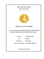 Khóa luận tốt nghiệp Ngân hàng: Các nhân tố ảnh hưởng đến tăng trưởng tín dụng hệ thống ngân hàng Việt Nam