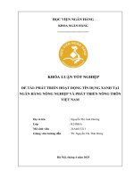 Khóa luận tốt nghiệp Ngân hàng: Phát triển hoạt động tín dụng xanh tại Ngân hàng Nông nghiệp và Phát triển nông thôn Việt Nam