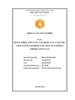 Khóa luận tốt nghiệp Quản trị kinh doanh: Hoàn thiện công tác tạo động lực làm việc cho người lao động tại Công ty Cổ phần Joboko Toàn cầu