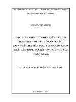 Luận văn thạc sĩ Ngôn ngữ học: Đăc điểm kiểu từ ghép giữa yếu tố Hán Việt với yếu tố gốc khác (qua ngữ liệu bài đọc, sách giáo khoa Ngữ văn THPT, bộ Kết nối tri thức với cuộc sống)