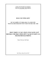 Đề tài nghiên cứu khoa học: Phát triển tư duy phân tích ngôn ngữ hội hoạ cho học sinh lớp 5 tại quận Kiến An, thành phố Hải Phòng