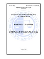 Khóa luận tốt nghiệp Luật học: Pháp luật về chuyển mục đích sử dụng đất để thực hiện các dự án đầu tư kinh doanh