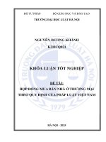 Khóa luận tốt nghiệp Luật học: Hợp đồng mua bán nhà ở thương mại theo quy định của pháp luật Việt Nam