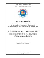 Đề tài nghiên cứu khoa học: Phát triển năng lực làm việc nhóm cho học sinh lớp 2 thông qua hoạt động sáng tạo môn mĩ thuật