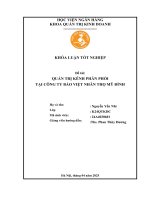 Khóa luận tốt nghiệp Quản trị kinh doanh: Quản trị kênh phân phối tại công ty Bảo Việt Nhân thọ Mỹ Đình