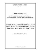 Đề tài nghiên cứu khoa học: Các nhân tố ảnh hưởng tới khả năng sinh lời của các doanh nghiệp ngành hàng tiêu dùng niêm yết ở Việt Nam