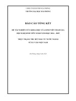 Đề tài nghiên cứu khoa học: Thực trạng thu hút đầu tư nước ngoài từ EU vào Việt Nam