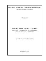 Luận văn thạc sĩ Ngôn ngữ học: Những kết hợp bất thường của ngôn ngữ trong các tác phẩm thơ sách giáo khoa Ngữ văn trung học phổ thông