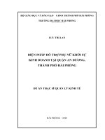 Luận văn thạc sĩ Quản lý kinh tế: Biện pháp hỗ trợ phụ nữ khởi sự kinh doanh tại Quận An Dương, thành phố Hải Phòng