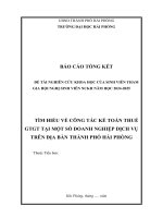 Đề tài nghiên cứu khoa học: Tìm hiểu về công tác kế toán thuế GTGT tại một số doanh nghiệp dịch vụ trên địa bàn thành phố Hải Phòng