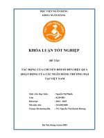 Khóa luận tốt nghiệp Ngân hàng: Tác động của chuyển đổi số đến hiệu quả hoạt động của các ngân hàng thương mại tại Việt Nam
