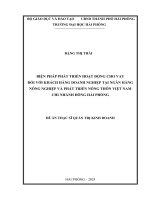 Luận văn thạc sĩ Quản trị kinh doanh: Biện pháp phát triển hoạt động cho vay đối với khách hàng doanh nghiệp tại Ngân hàng Nông nghiệp và Phát triển nông thôn Việt Nam - Chi nhánh Đông Hải Phòng