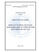 Khóa luận tốt nghiệp Luật học: Pháp luật về chống chuyển giá - Kinh nghiệm quốc tế và khuyến nghị hoàn thiện cho Việt Nam