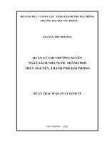 Luận văn thạc sĩ Quản lý kinh tế: Quản lý chi thường xuyên ngân sách nhà nước thành phố Thủy Nguyên, thành phố Hải Phòng