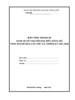 Mẫu Đề cương viết bài thu hoạch nghị quyết Đại hội Đảng bộ tỉnh thanh hóa nhiệm kỳ 2025 2030