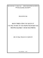 Luận văn thạc sĩ Quản lý kinh tế: Hoàn thiện công tác quản lý các dự án đầu tư xây dựng ngắn hạn tại Trường Đại học Y dược Hải Phòng