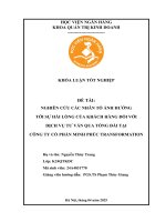 Khóa luận tốt nghiệp Quản trị kinh doanh: Nghiên cứu các nhân tố ảnh hưởng tới sự hài lòng của khách hàng đối với dịch vụ tư vấn qua tổng đài tại Công ty cổ phần Minh Phúc Transformation
