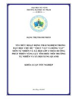 Tổ chức hoạt Động trải nghiệm trong dạy học chủ Đề  thực vật và Động vật môn tự nhiên và xã hội lớp 2 theo hướng phát triển năng lực tìm hiểu môi trường tự nhiên và xã hội xung quanh