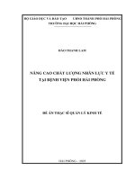 Luận văn thạc sĩ Quản lý kinh tế: Nâng cao chất lượng nhân lực y tế tại Bệnh viện Phổi Hải Phòng
