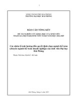 Đề tài nghiên cứu khoa học: Các nhân tố ảnh hưởng đến quyết định chọn ngành Kế toán (chuyên ngành Kế toán doanh nghiệp) của sinh viên Đại học Hải Phòng