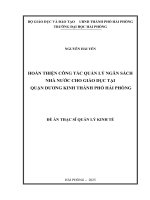 Luận văn thạc sĩ Quản lý kinh tế: Hoàn thiện công tác quản lý ngân sách nhà nước cho giáo dục tại quận Dương Kinh, thành phố Hải Phòng