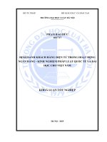 Khóa luận tốt nghiệp Luật học: Định danh khách hàng điện tử trong hoạt động ngân hàng - Kinh nghiệm pháp luật quốc tế và bài học cho Việt Nam