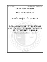Khóa luận tốt nghiệp Luật học: Pháp luật về thu hồi đất cho các mục tiêu phát triển kinh tế và thực tiễn thi hành