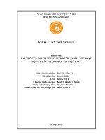 Khóa luận tốt nghiệp Kinh tế đầu tư: Vai trò của đầu tư trực tiếp nước ngoài tới hoạt động xuất nhập khẩu tại Việt Nam