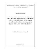 Luận văn thạc sĩ Quản trị kinh doanh: Biện pháp đẩy mạnh dịch vụ ngân hàng điện tử tại Ngân hàng Nông nghiệp và Nông thôn chi nhánh huyện Tiên Lãng - Đông Hải Phòng