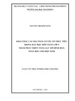 Luận văn thạc sĩ Giáo dục tiểu học: Khai thác các bài toán có yếu tố thực tiễn trong dạy học môn Toán lớp 4 nhằm phát triển năng lực mô hình hóa toán học cho học sinh