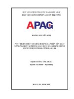 Phát triển cho vay khách hàng cá nhân sản xuất nông nghiệp tại phòng giao dịch ngân hàng chính sách xã hội m’drắk, tỉnh Đắk lắk