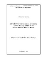 Luận văn thạc sĩ Giáo dục tiểu học: Rèn luyện kĩ năng viết cho học sinh lớp 2 trong dạy học thực hành viết đoạn văn miêu tả đồ vật