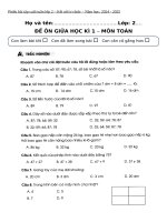 Đề Ôn giữa kì 1  tuần 10 lớp 2 phiên bản 3 năm 2025