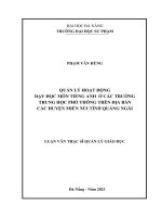 Quản lý hoạt Động dạy học môn tiếng anh Ở các trường thpt trên Địa bàn các huyện miền núi tỉnh quảng ngãi