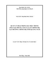 Quản lý hoạt Động day học trong Đào tạo trung cấp lý luận chính trị tại trường chính trị tỉnh quảng ngãi