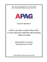 Nâng cao chất lượng công chức Ủy ban nhân dân phường trảng bàng, tỉnh tây ninh